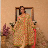 Cotton Lawn Gold Printed Fawn Stitched Suit - Senorita