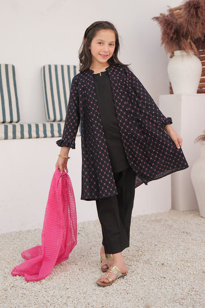 Cotton Yarn Dyed Jacquard Black Stitched Suit - Senorita