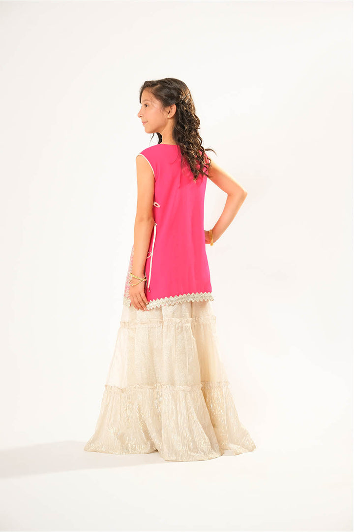 Viscose Chiffon & Organza Shocking Pink Stitched Suit - Senorita
