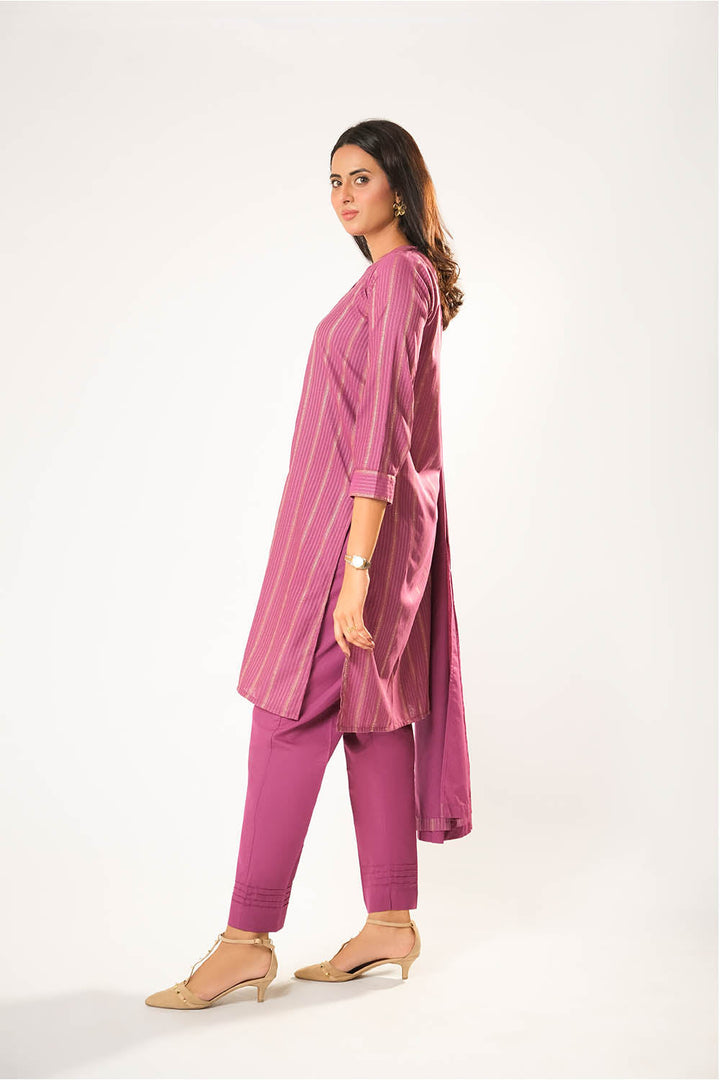 Cotton Karandi Dobby Shocking Pink Stitched Suit - Senorita