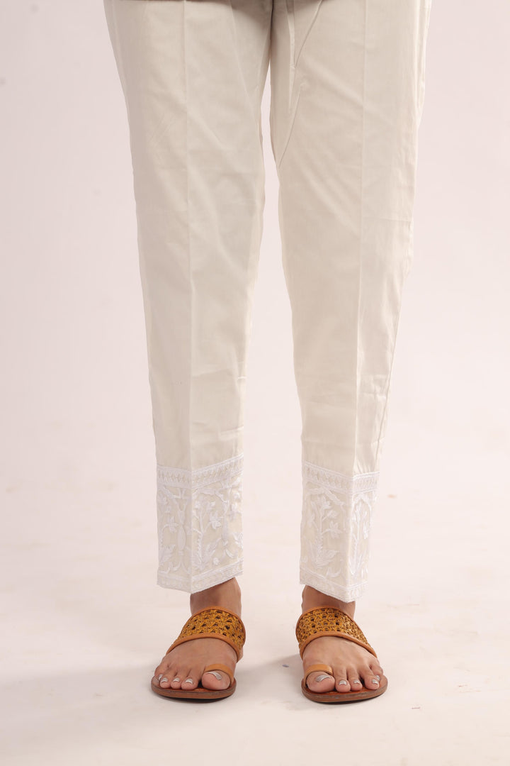 Cotton Off White Trouser - Stonez