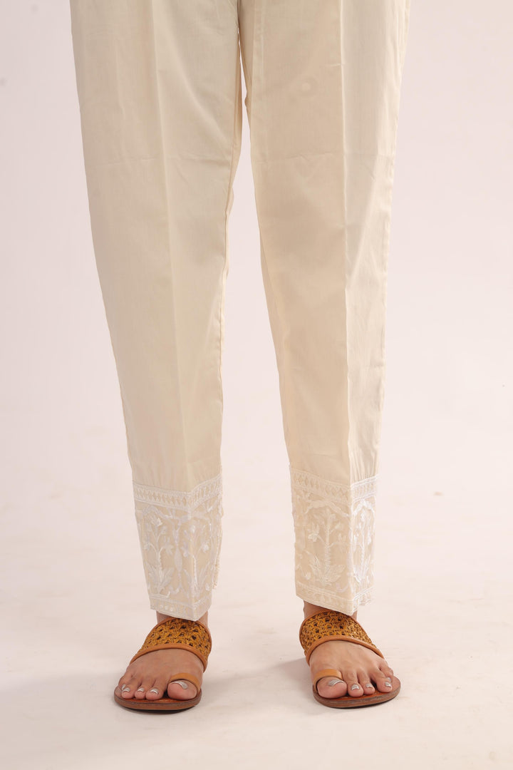 Cotton Beige Trouser - Stones
