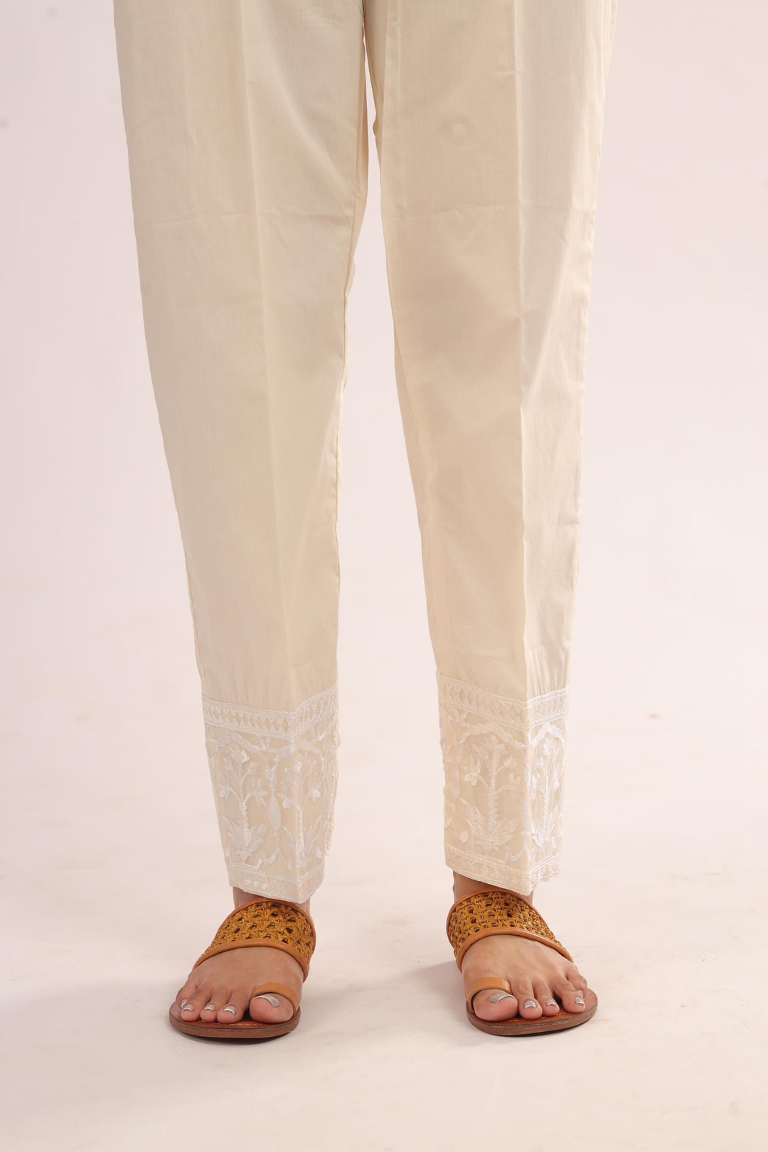 Cotton Beige Trouser - Stones