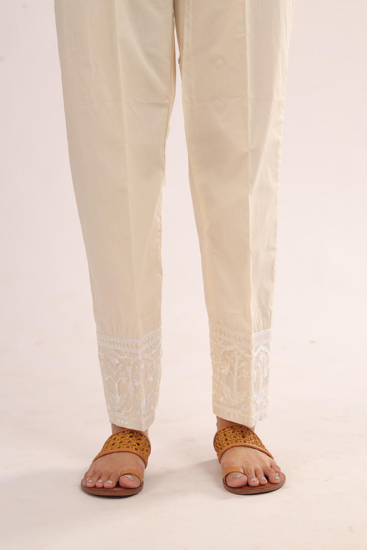 Cotton Beige Trouser - Stones
