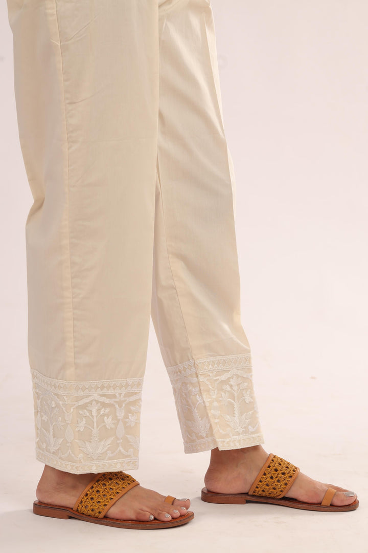 Cotton Beige Trouser - Stones
