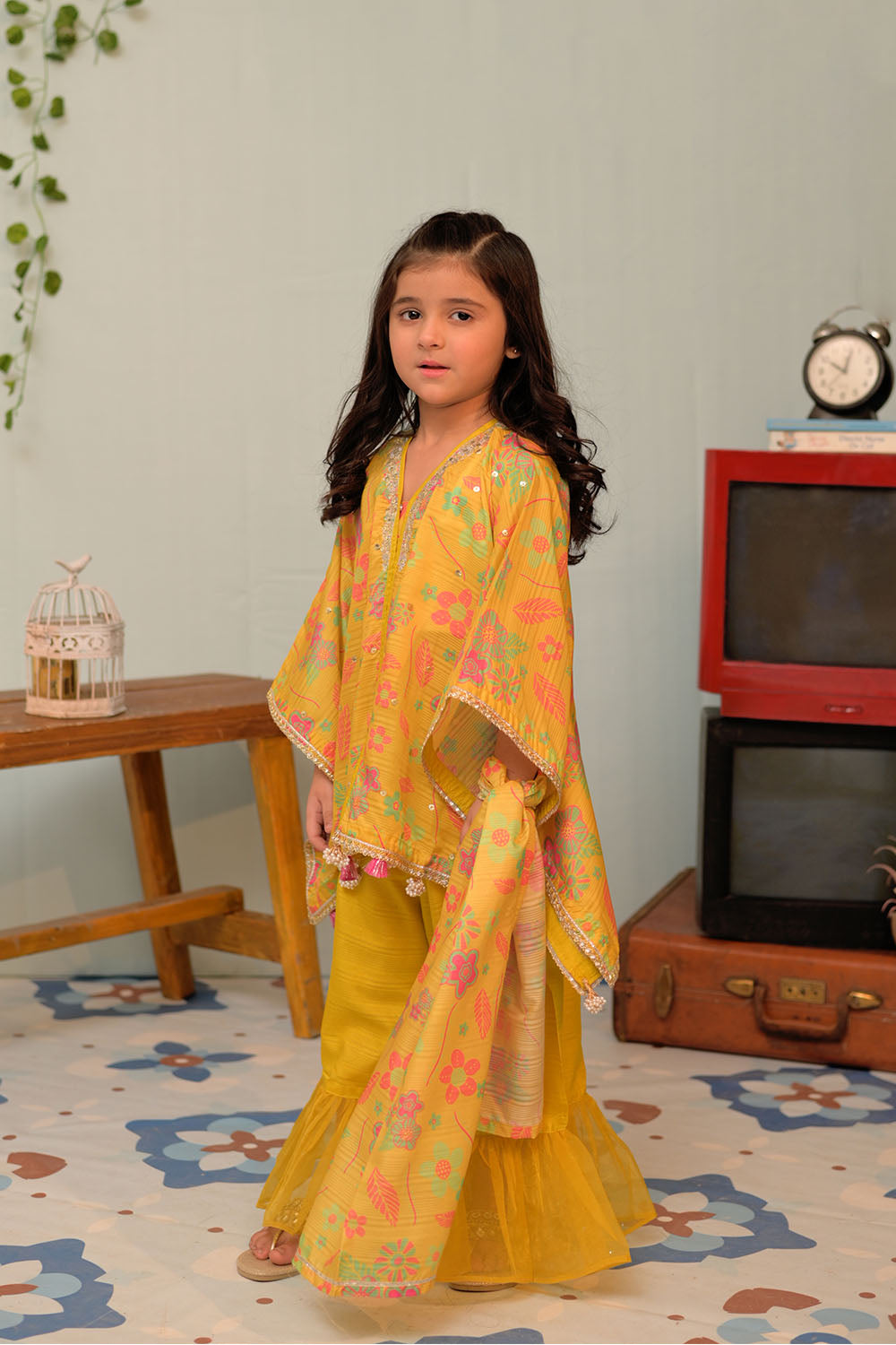 Tussar Silk Dhani Stitched Suit - Senorita