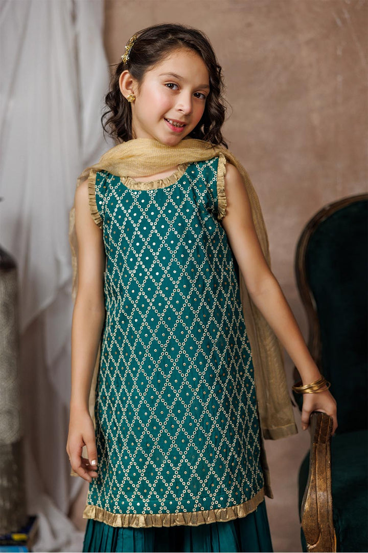 Viscose Raw Silk Turquoise Stitched Suit - Senorita