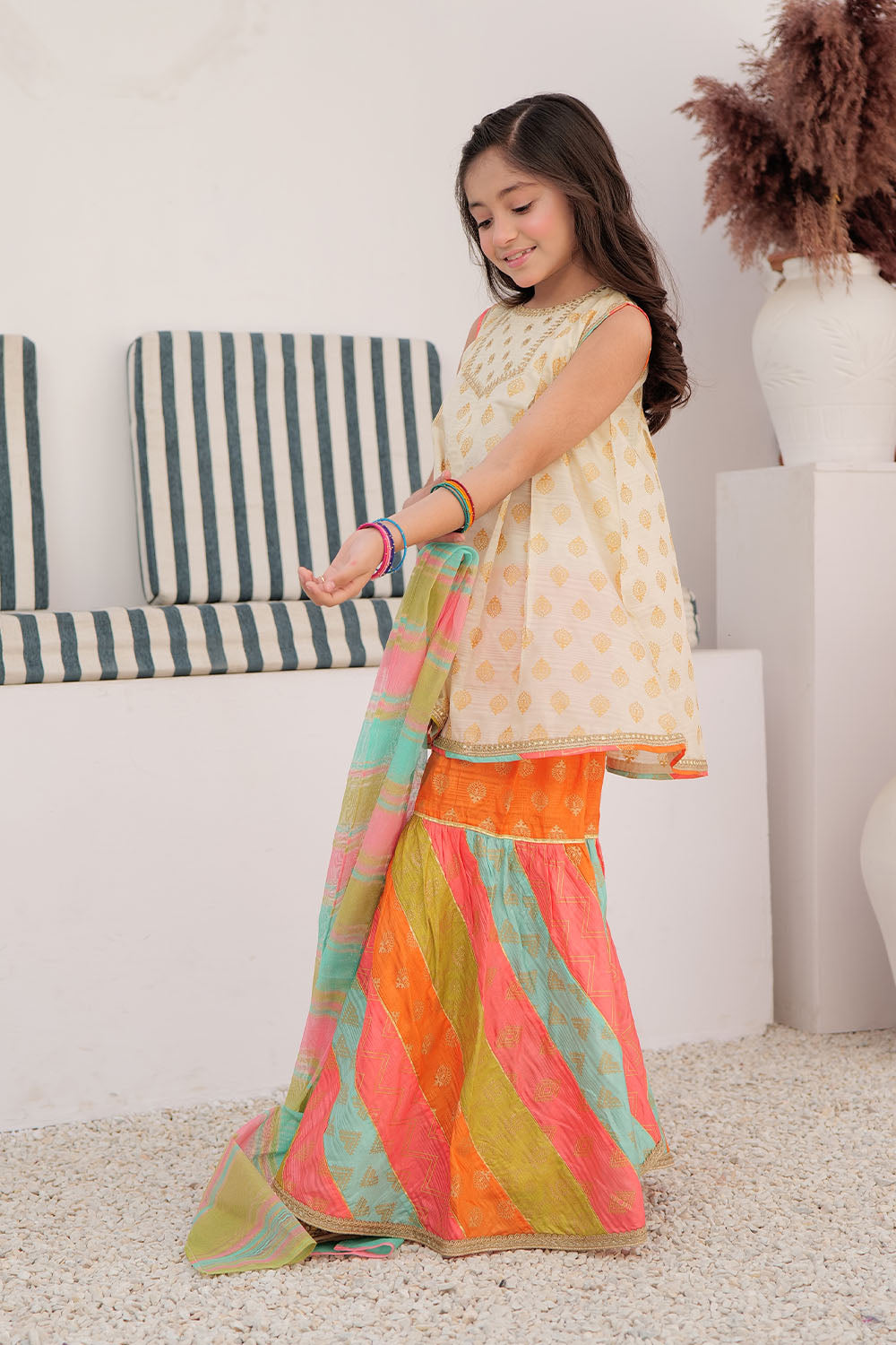 Tussar Silk Fawn Stitched Suit - Senorita