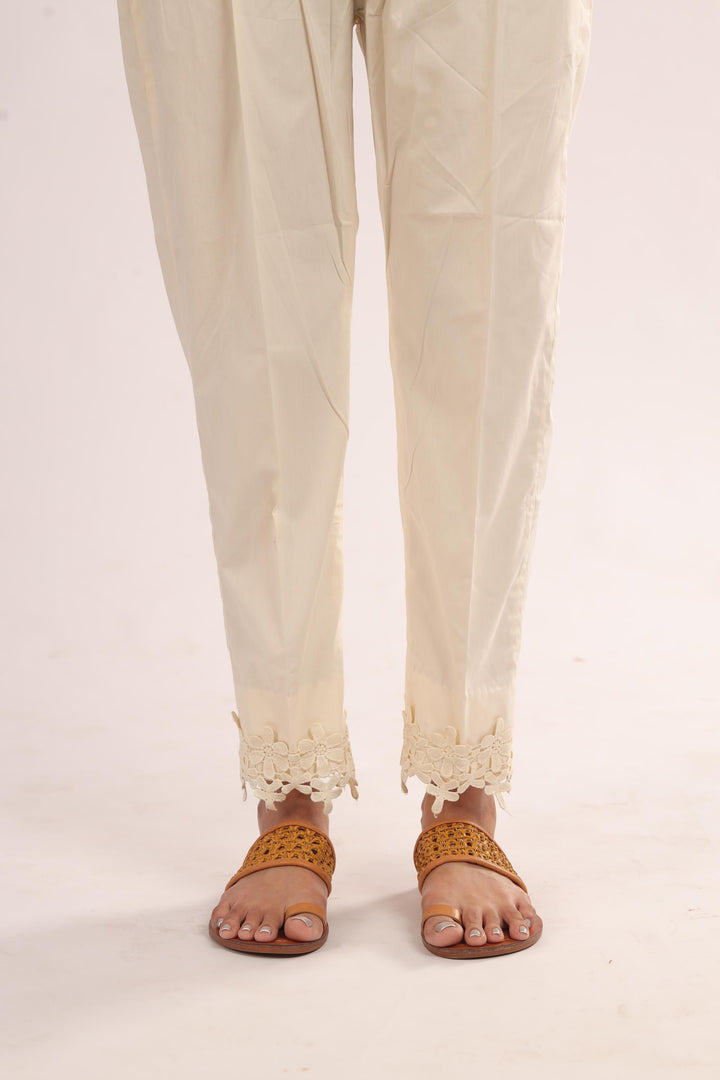 Cotton Beige Trouser - Stones