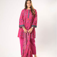 Cotton Khaddar Dyed Shocking Pink Stitched Suit - Senorita