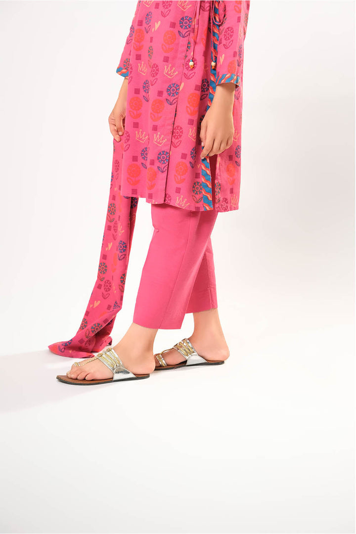Cotton Khaddar Printed Tea Pink Stitched Suit - Senorita