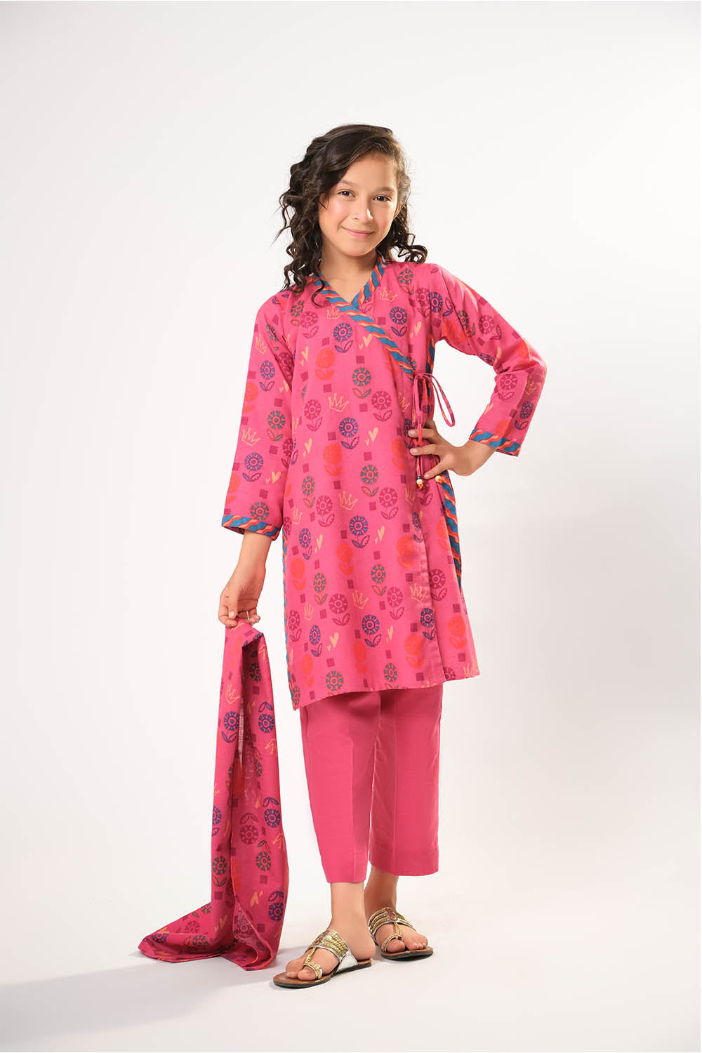 Cotton Khaddar Printed Tea Pink Stitched Suit - Senorita