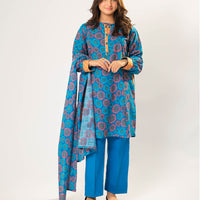 Cotton Khaddar Printed Blue Stitched Suit - Senorita