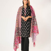 Cotton Khaddar Printed Black Stitched Suit - Senorita