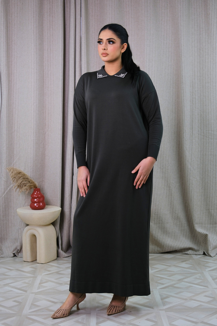 Mireya Khaki Knit Dress