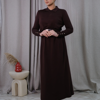 Nayla Brown Belted Dress