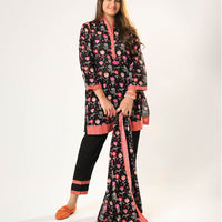 Cotton Khaddar Printed Black Stitched Suit - Senorita