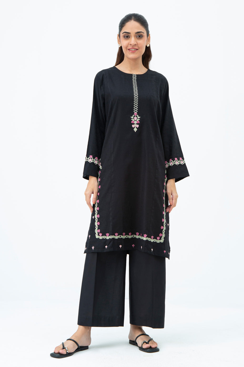 Satin Jacquard Black Stitched Suit - Zeen
