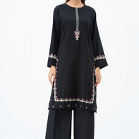 Satin Jacquard Black Stitched Suit - Zeen