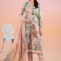 Printed Lawn Peach Stitched Suit - Maria B M Prints