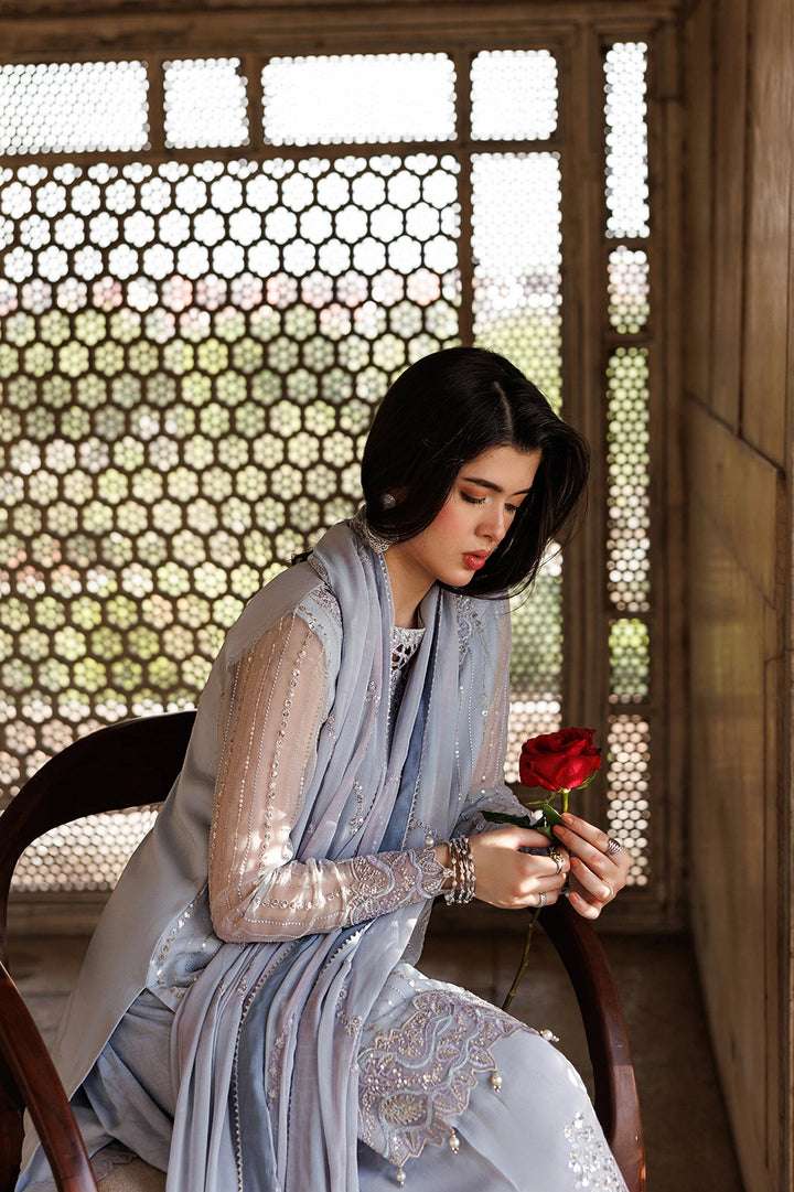 Silk & Chiffon Grey Stitched Suit - Vanya