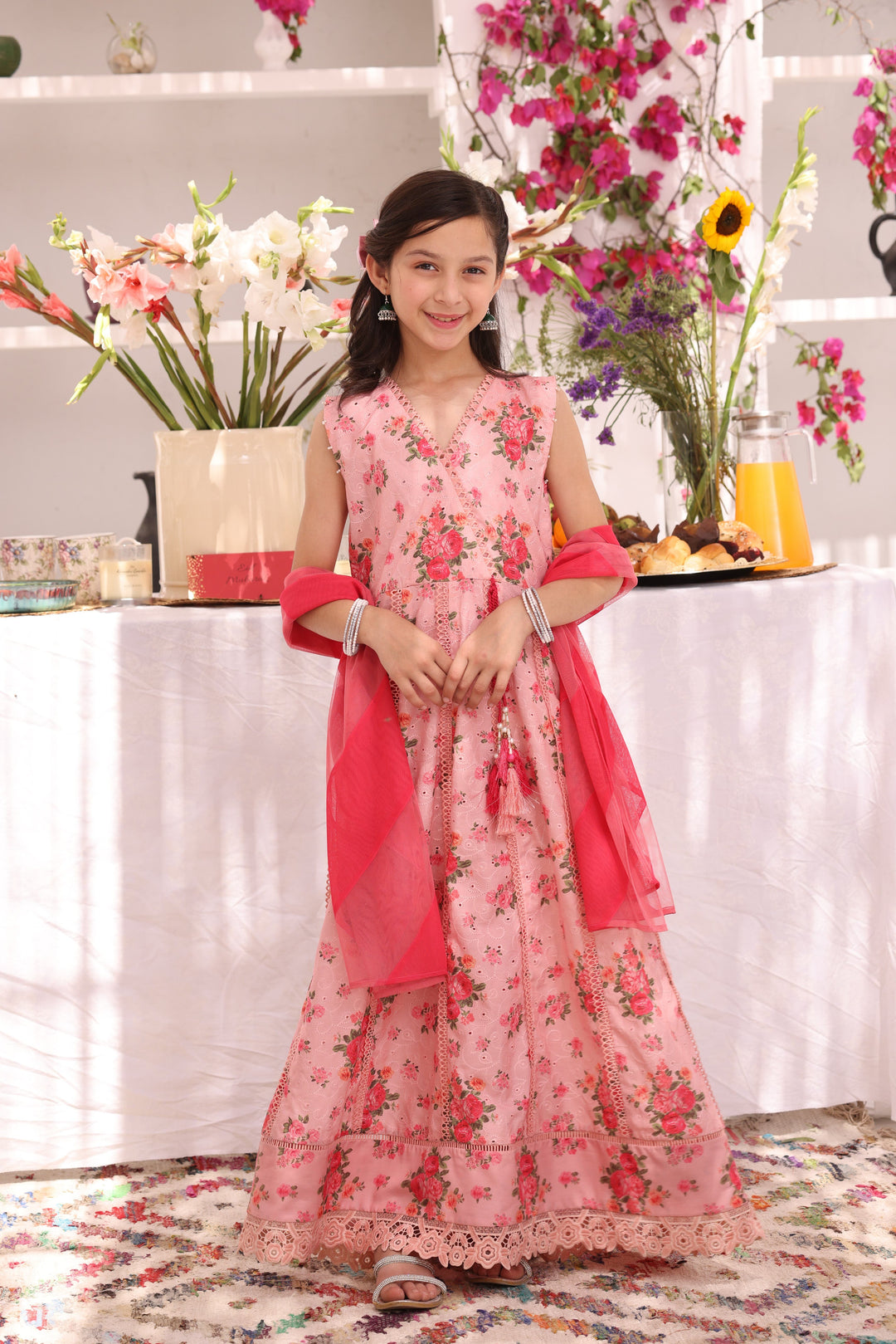 Cotton Peach Stitched Suit - Sana's