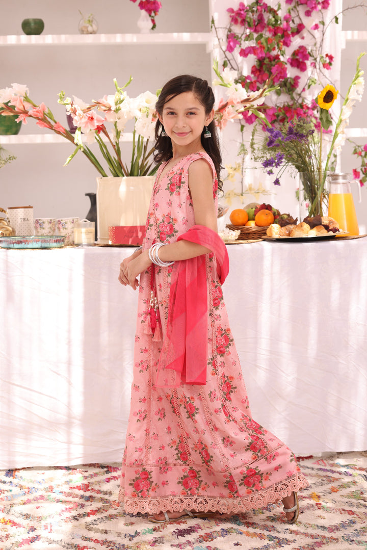 Cotton Peach Stitched Suit - Sana's
