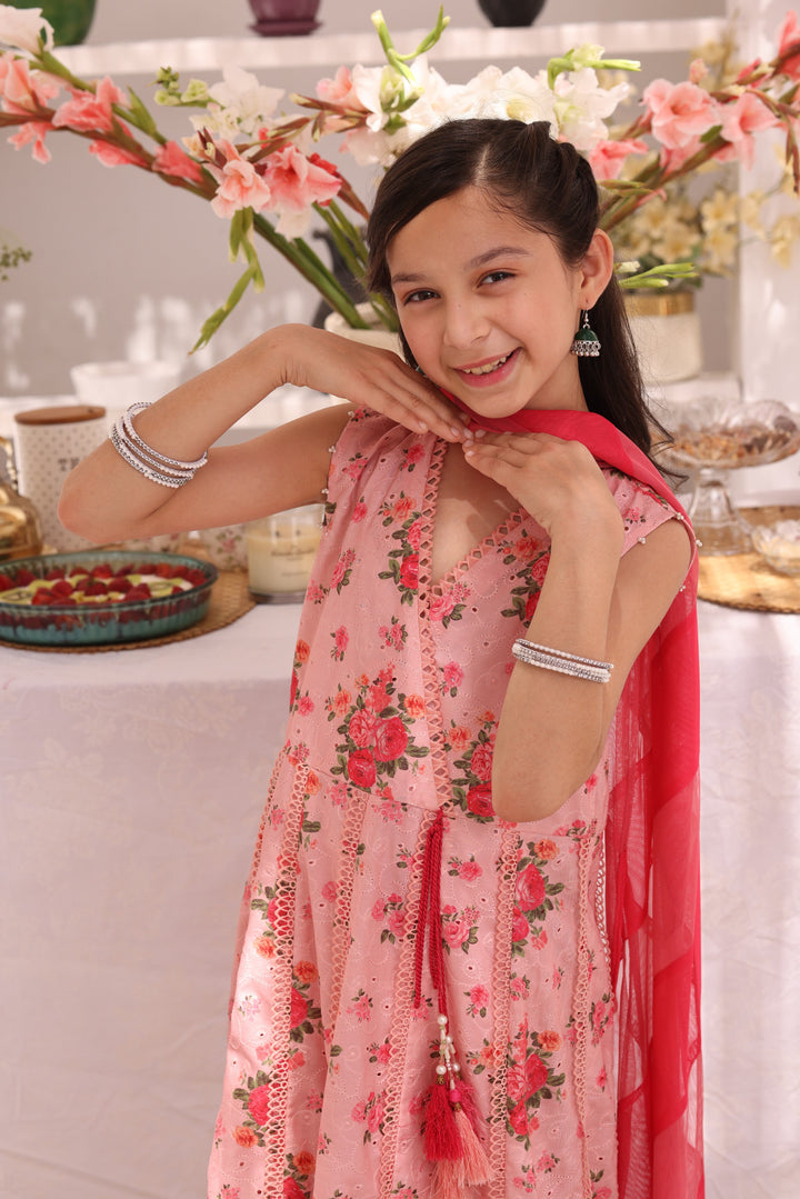 Cotton Peach Stitched Suit - Sana's