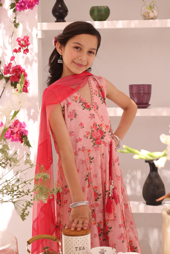 Cotton Peach Stitched Suit - Sana's