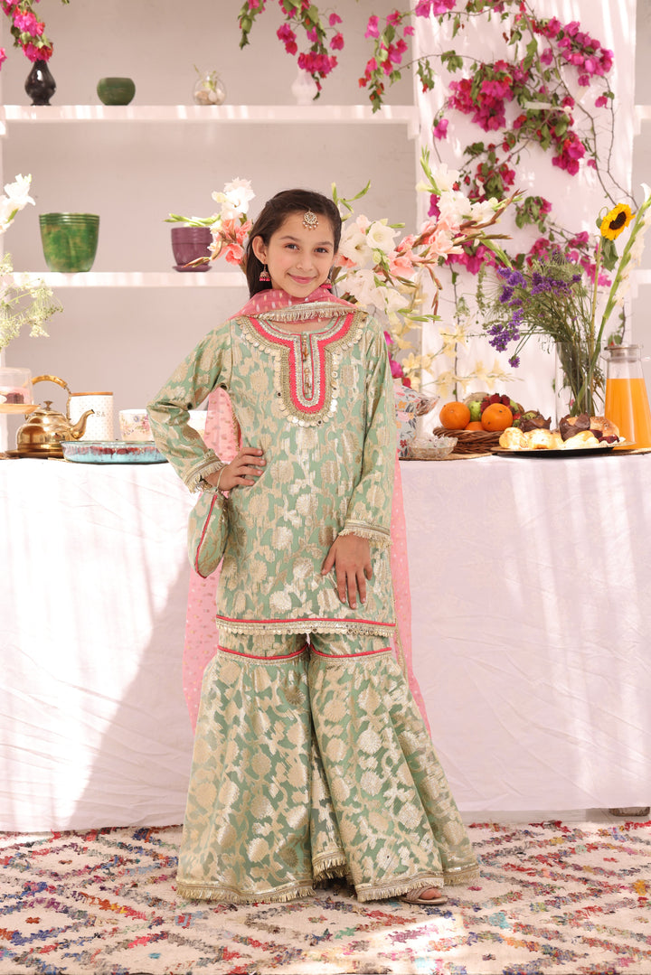 Organza Lorex Gharara Suit Pista - Sana's