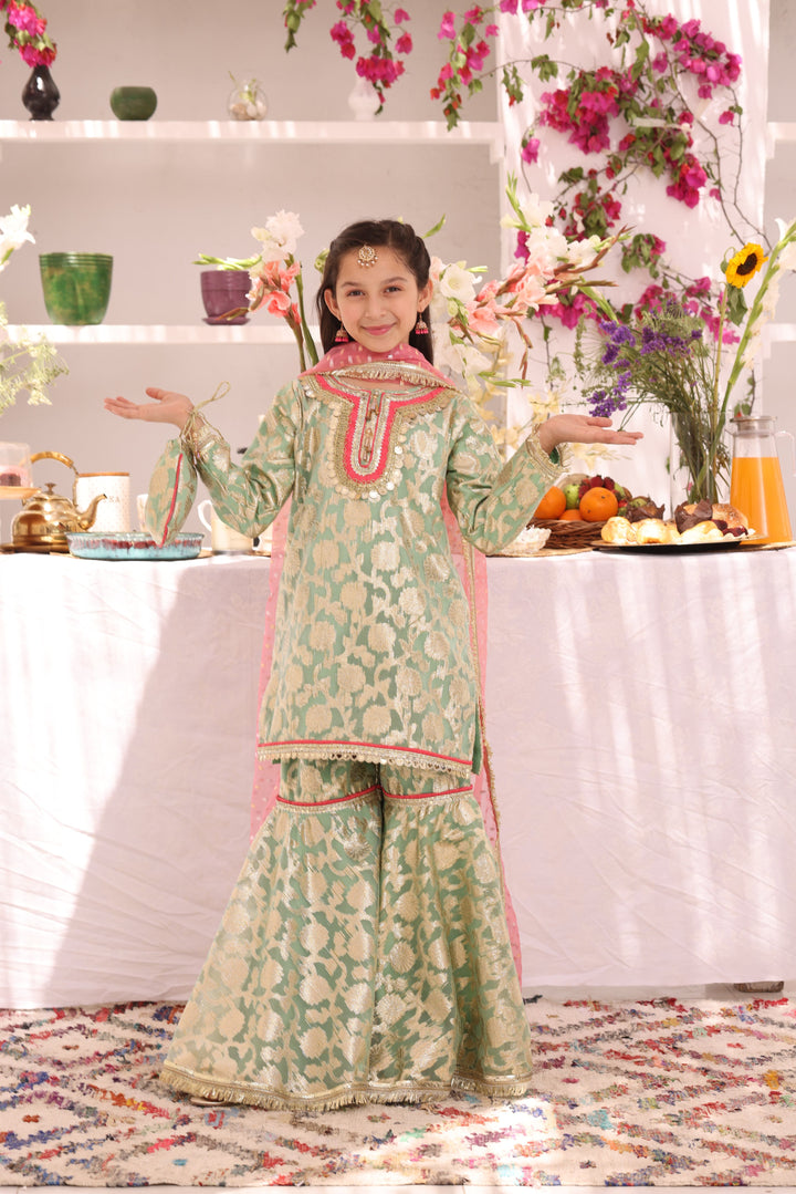 Organza Lorex Gharara Suit Pista - Sana's