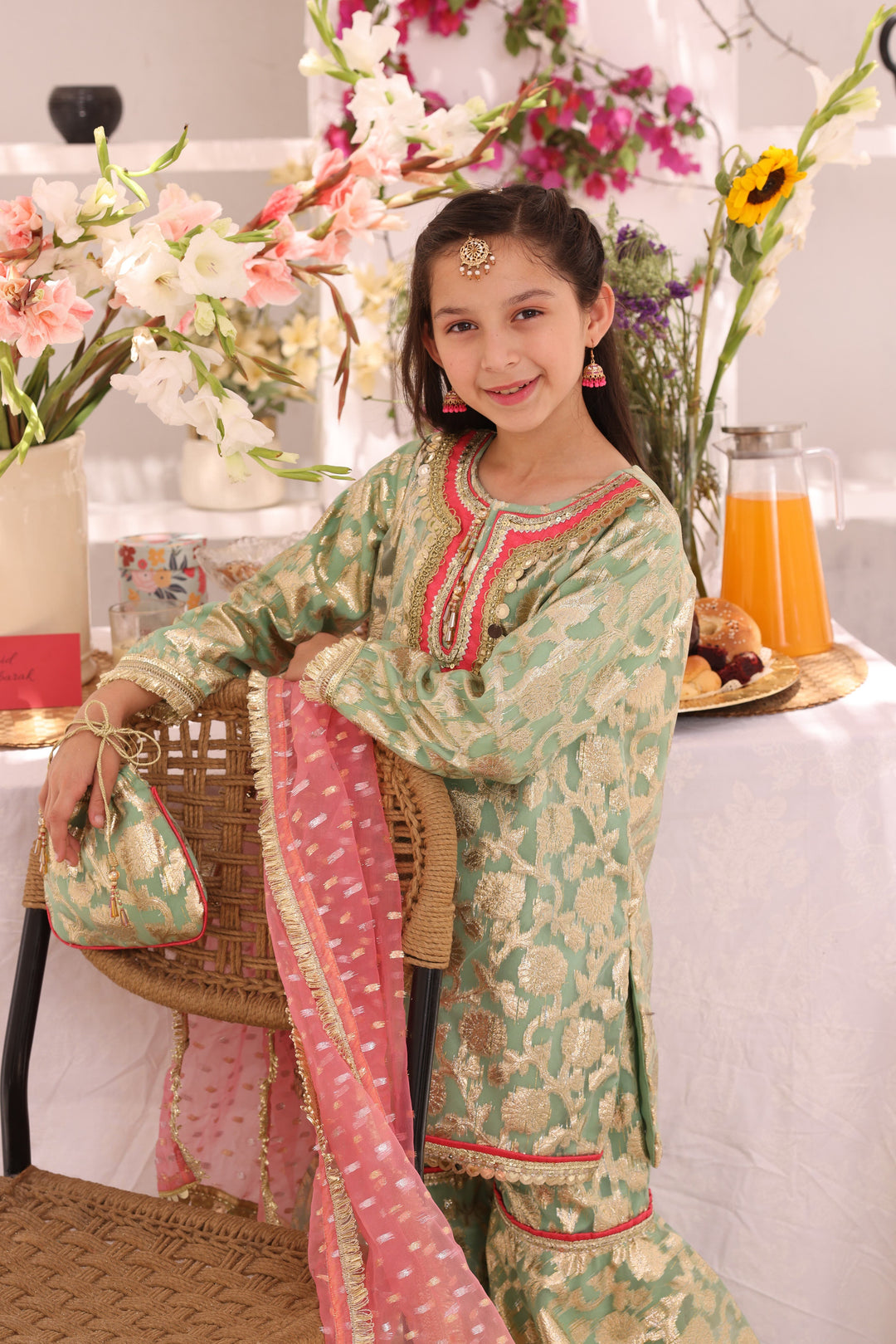 Organza Lorex Gharara Suit Pista - Sana's