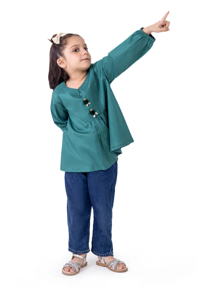 Cambric Green Kurti - Bonanza