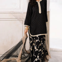 Raw Silk Black Stitched Suit - Charizma