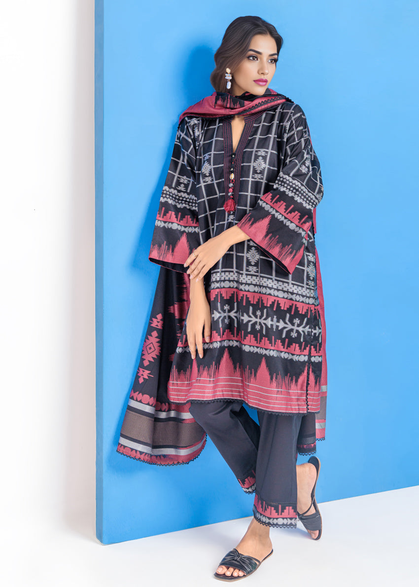 Jacquard Black Stitched Suit - Bonanza