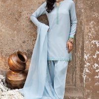 Raw Silk Sky Blue Stitched Suit - Charizma