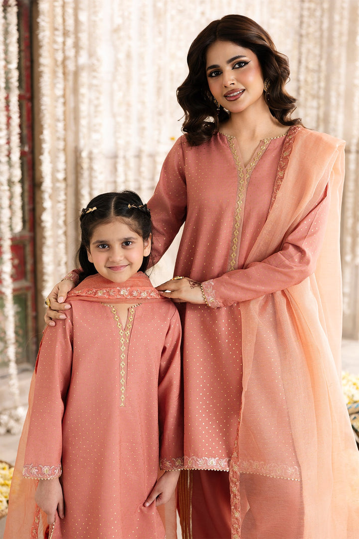 Raw Silk Peach Stitched Suit - Charizma