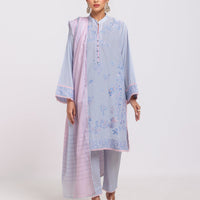 Dobby Light Blue Stitched Suit - Bonanza
