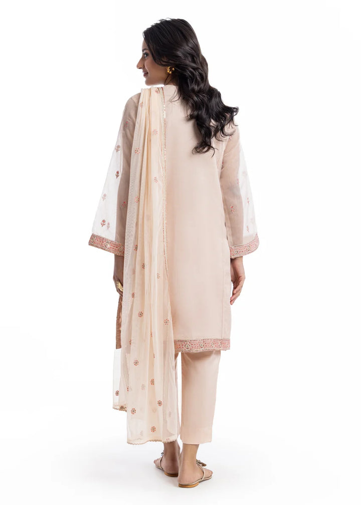 Textured Net Pink Stitched Suit - Bonanza