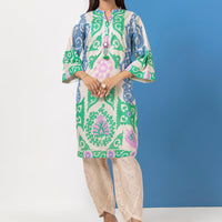 Lawn Cream Stitched Kurti - Bonanza