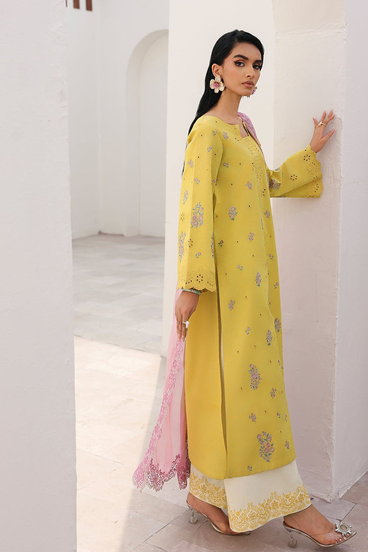 Embroidered Lawn Yellow Stitched Suit - Charizma