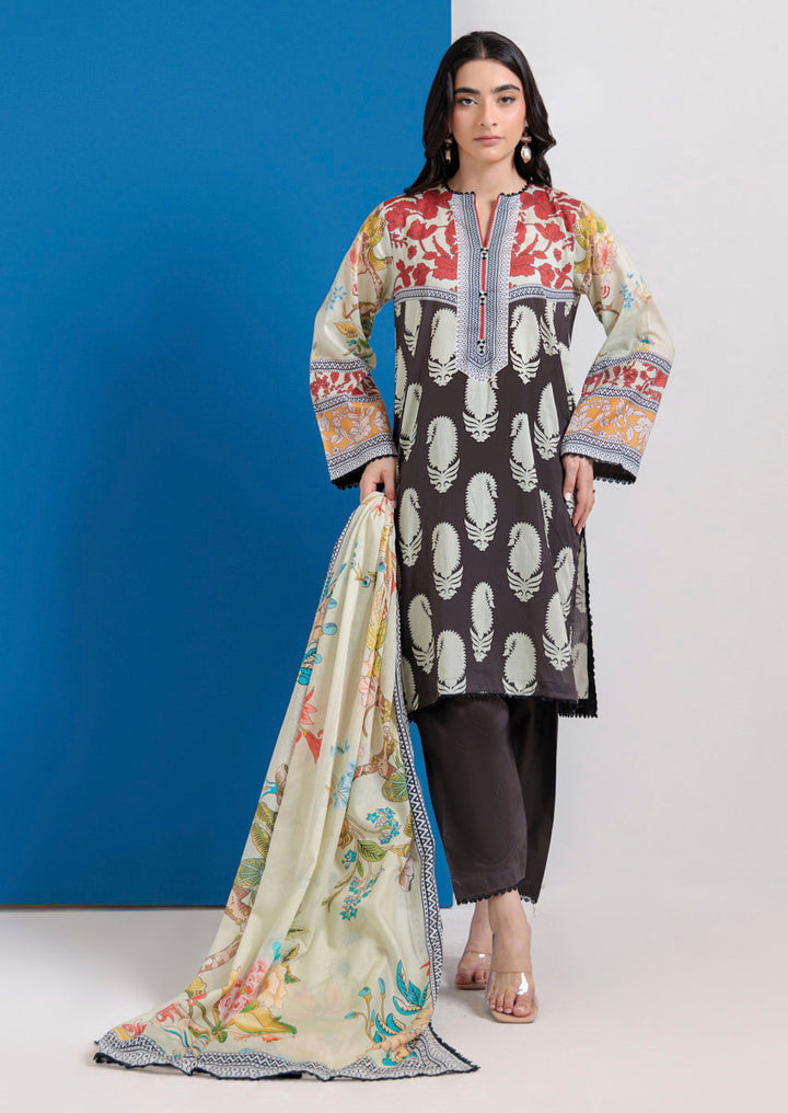 Lawn Black Stitched Suit - Bonanza