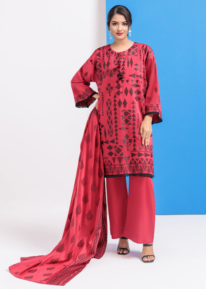 Jacquard Red Stitched Suit - Bonanza