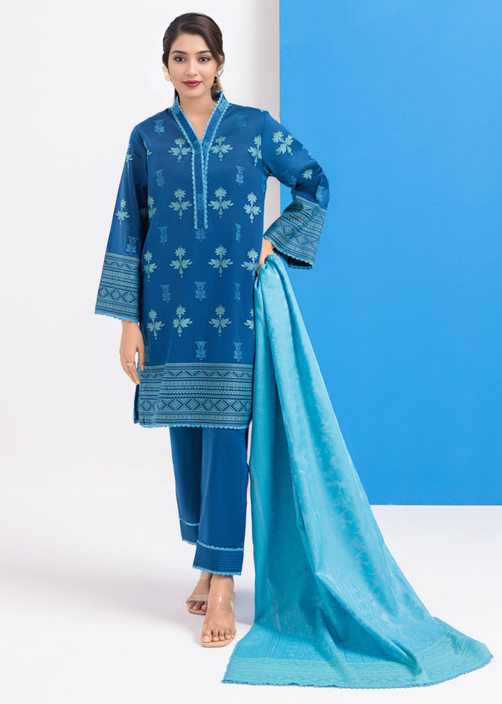 Jacquard Blue Stitched Suit - Bonanza
