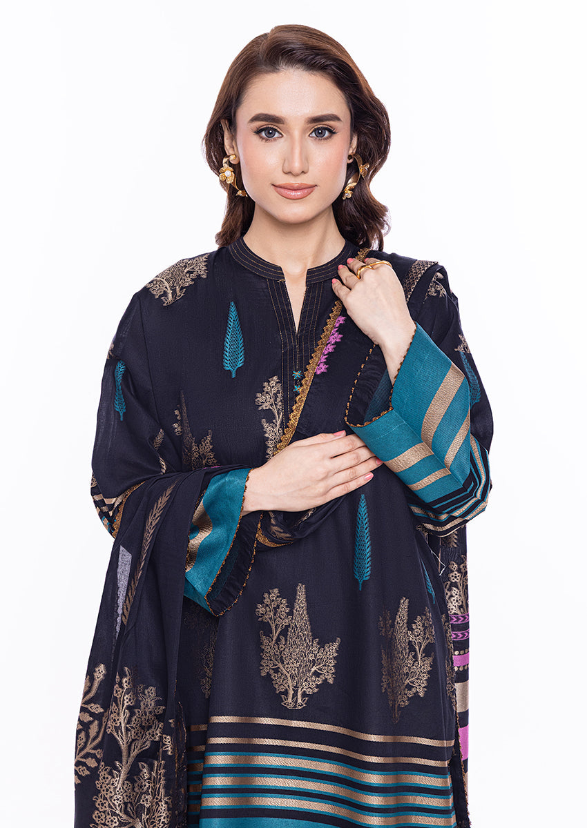 Jacquard Black Stitched Suit - Bonanza