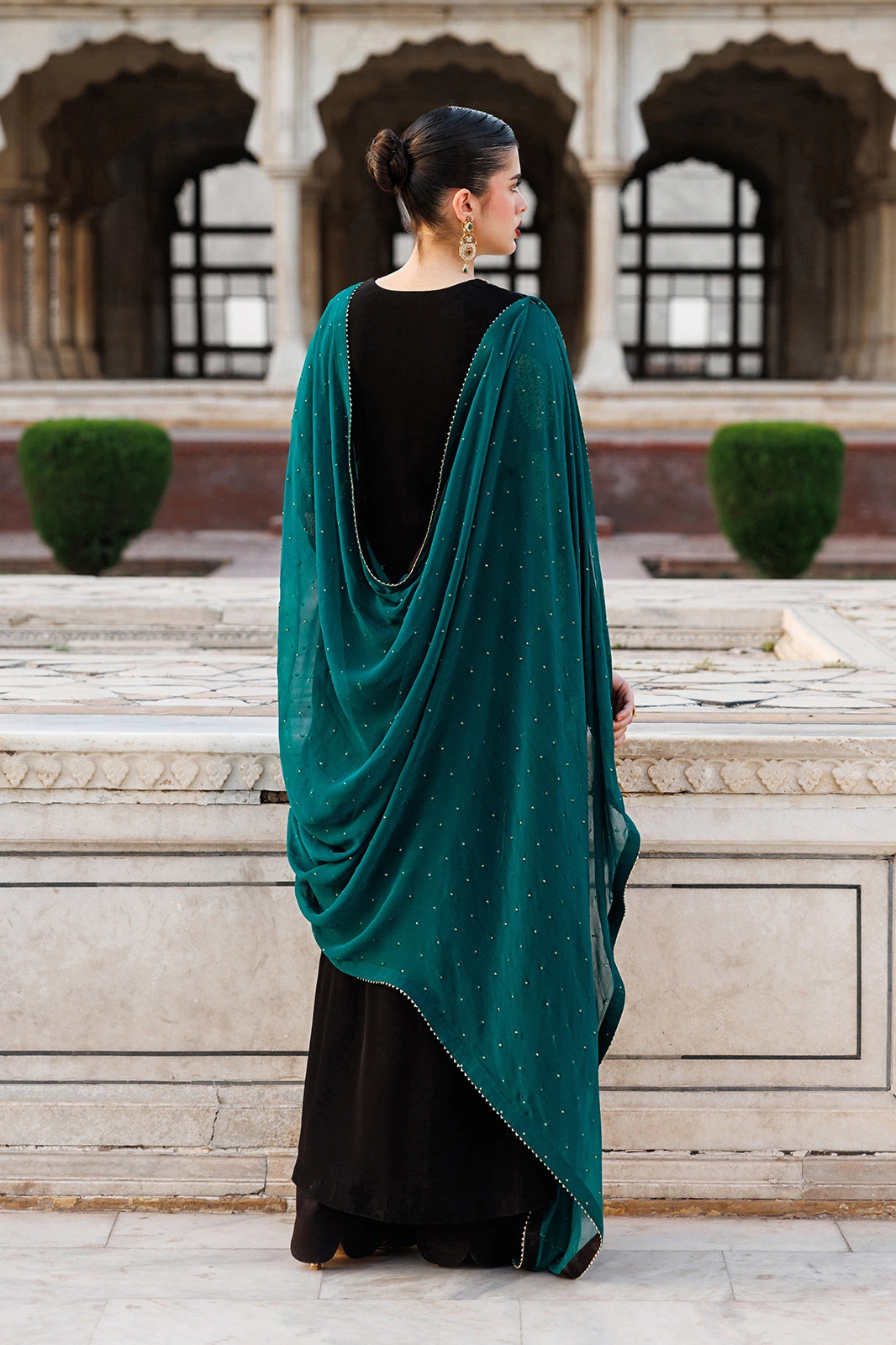 Silk & Chiffon Black Stitched Suit - Vanya