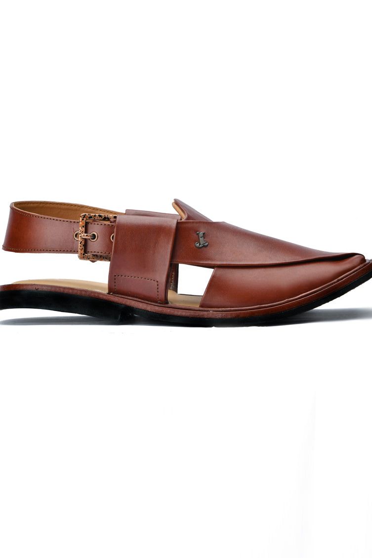 Plain Red Peshawari Chappal - J. Junaid Jamshed