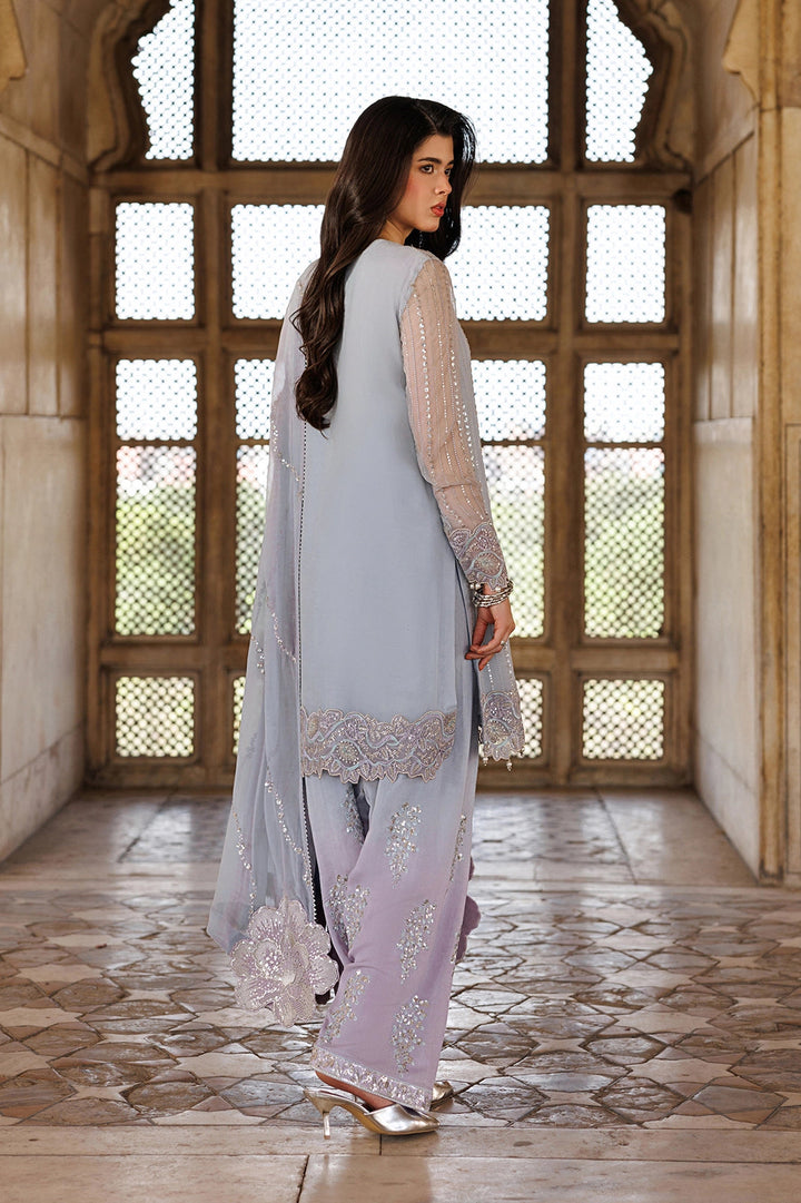 Silk & Chiffon Grey Stitched Suit - Vanya