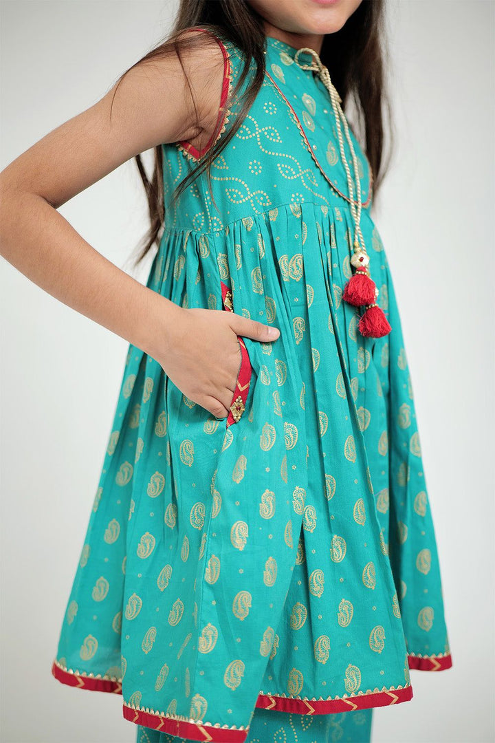 Cotton Plain Cambric Teal Stitched Suit - Senorita