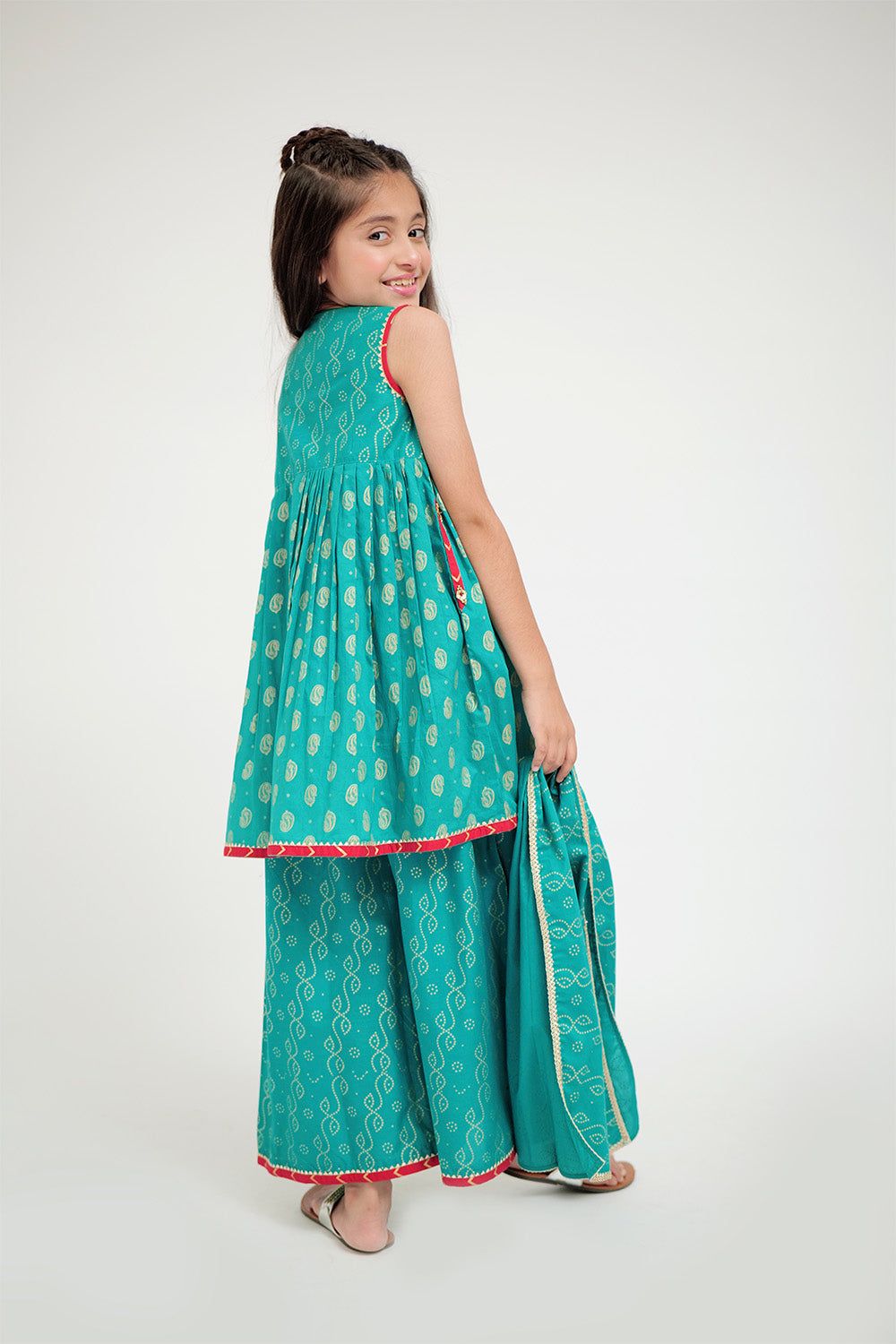 Cotton Plain Cambric Teal Stitched Suit - Senorita